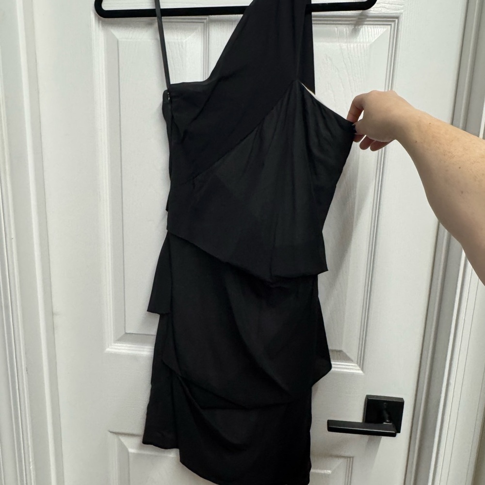 Rag & Bone Layered Silk Overlay One Shoulder Dress